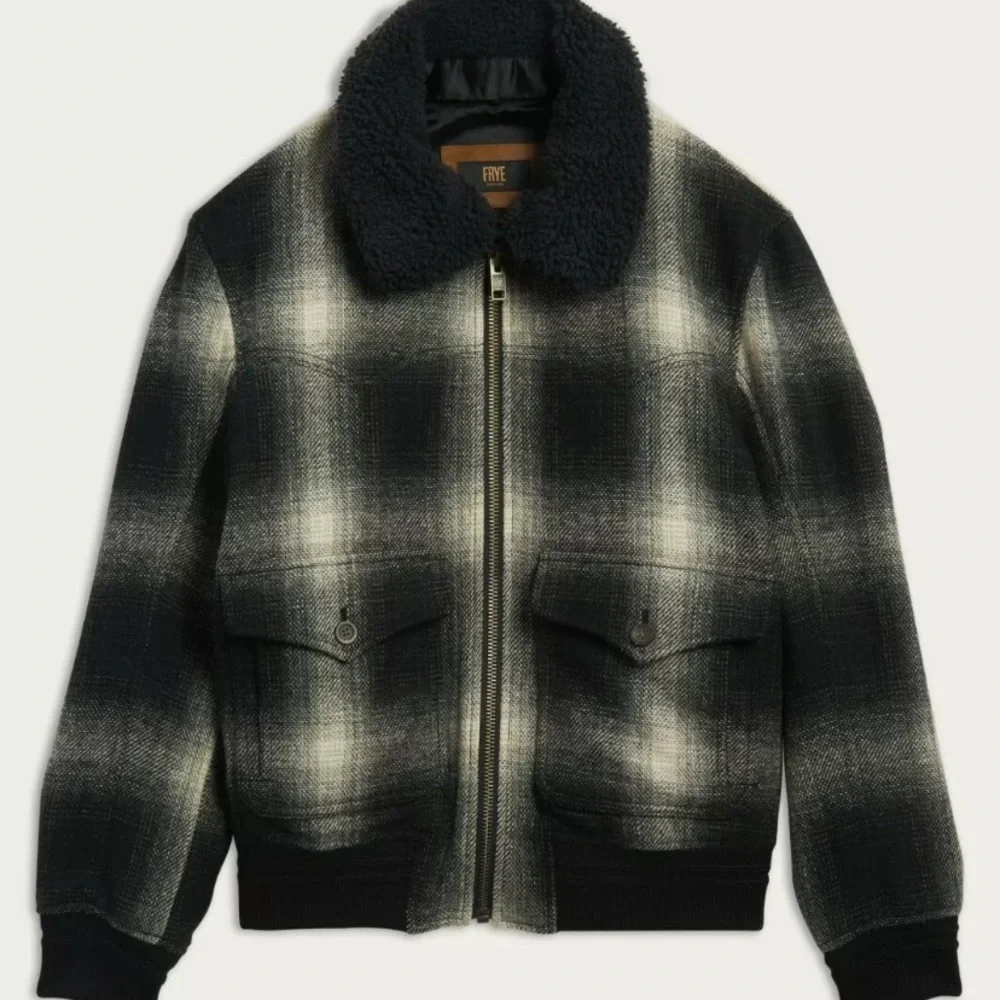 🔖L FRYE Dylan Shadow Plaid Bomber Jacket Coat